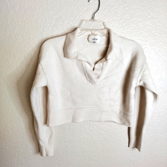 Wilfred free crop merino wool polo v neck sweater sz M - Picture 1 of 10